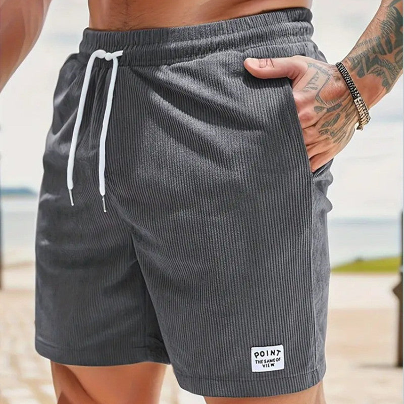 Mens Clothing Lace-up Drawstring Shorts Summer Corduroy Sports Short Pants