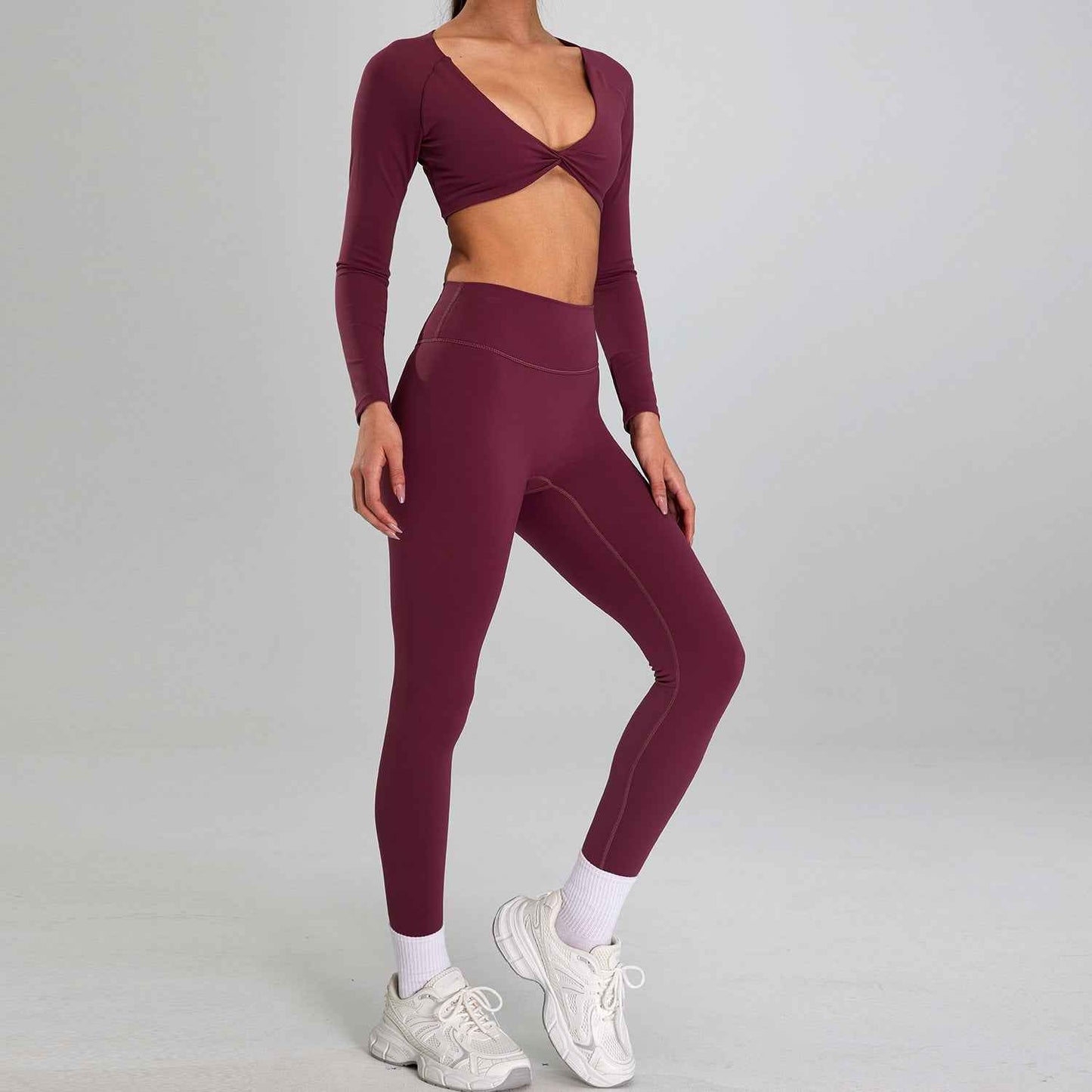 European And American High-intensity Sports Suit Outdoor Running Nude Feel Workout Clothes Slimming High Waist