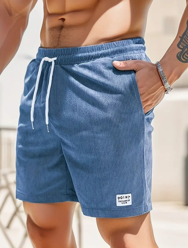 Mens Clothing Lace-up Drawstring Shorts Summer Corduroy Sports Short Pants