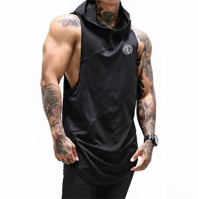 Mens Hooded Bodybuilding Tank Top