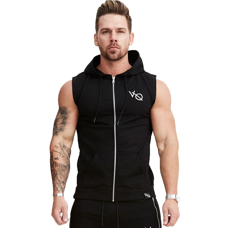 Fitness Summer Sports Hooded Sleeveless Vest Waistcoat Vest Man