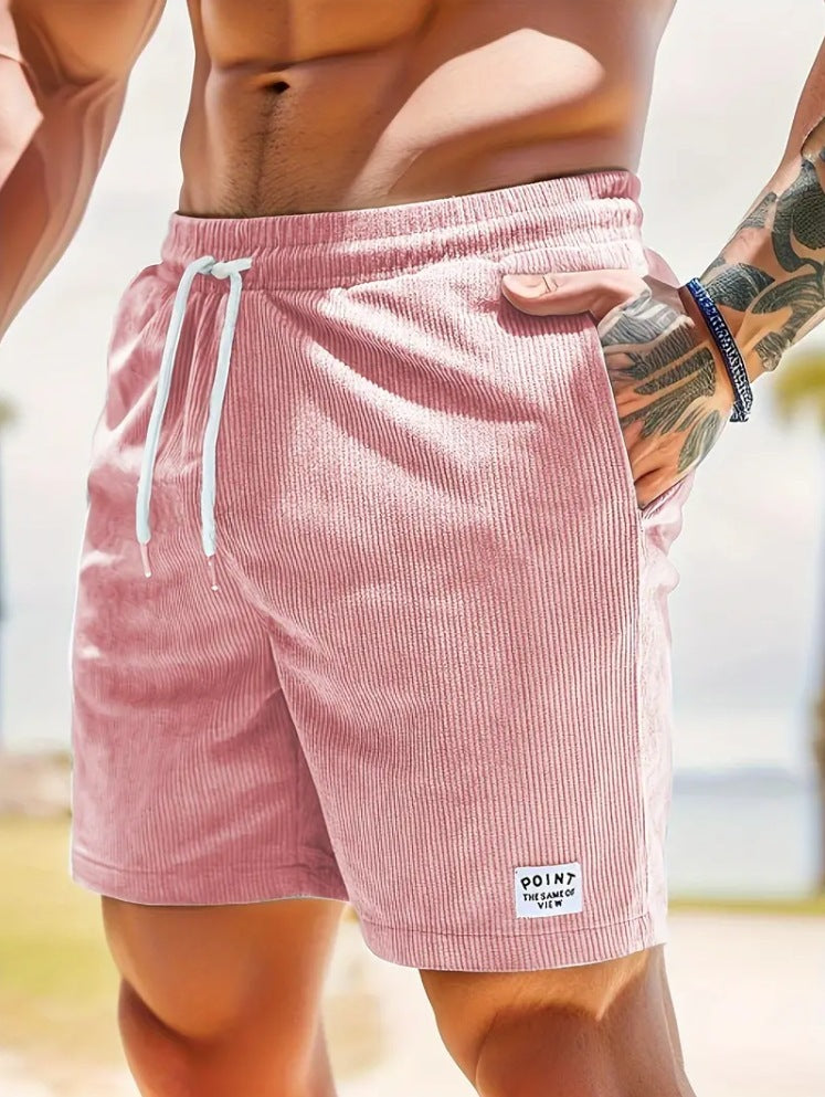 Mens Clothing Lace-up Drawstring Shorts Summer Corduroy Sports Short Pants