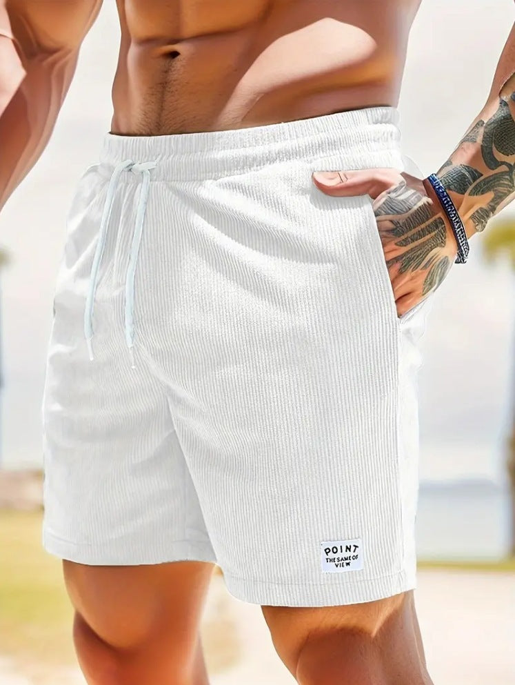 Mens Clothing Lace-up Drawstring Shorts Summer Corduroy Sports Short Pants