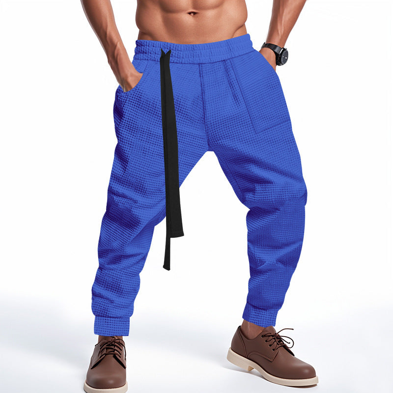 Men's Casual Pants Solid Waffle Male Hip Hop Streetwear Track Pants Joggers Trousers Fashion harajuku style Men Pants
