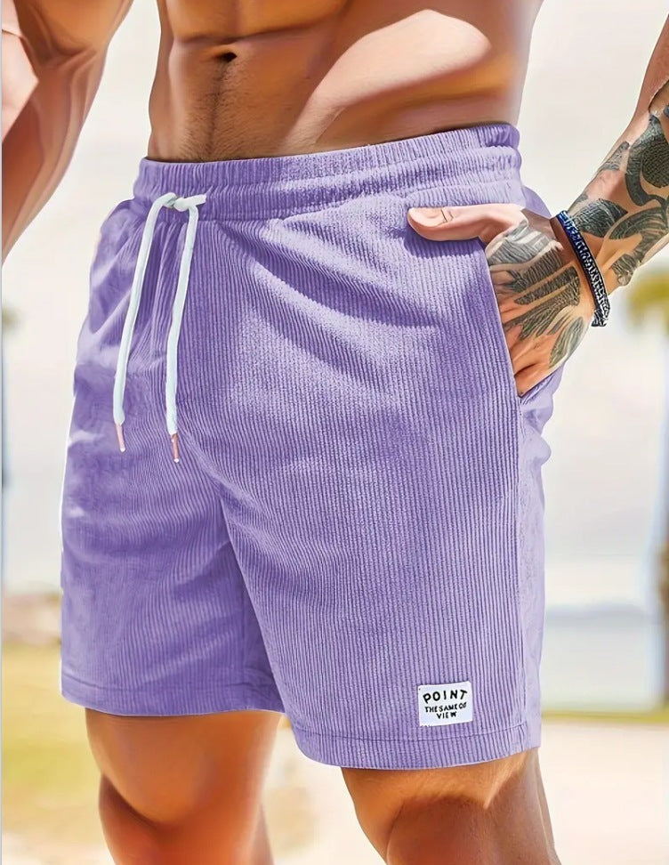 Mens Clothing Lace-up Drawstring Shorts Summer Corduroy Sports Short Pants
