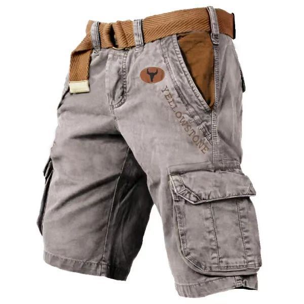 Men's Sports Shorts Loose Wear-resistant Casual Shorts Yellow Stone