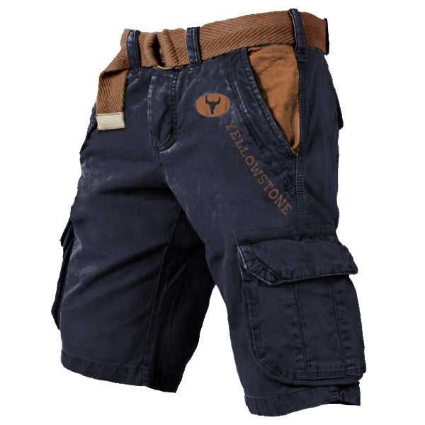 Men's Sports Shorts Loose Wear-resistant Casual Shorts Yellow Stone