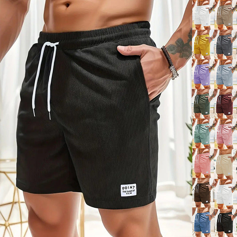 Mens Clothing Lace-up Drawstring Shorts Summer Corduroy Sports Short Pants