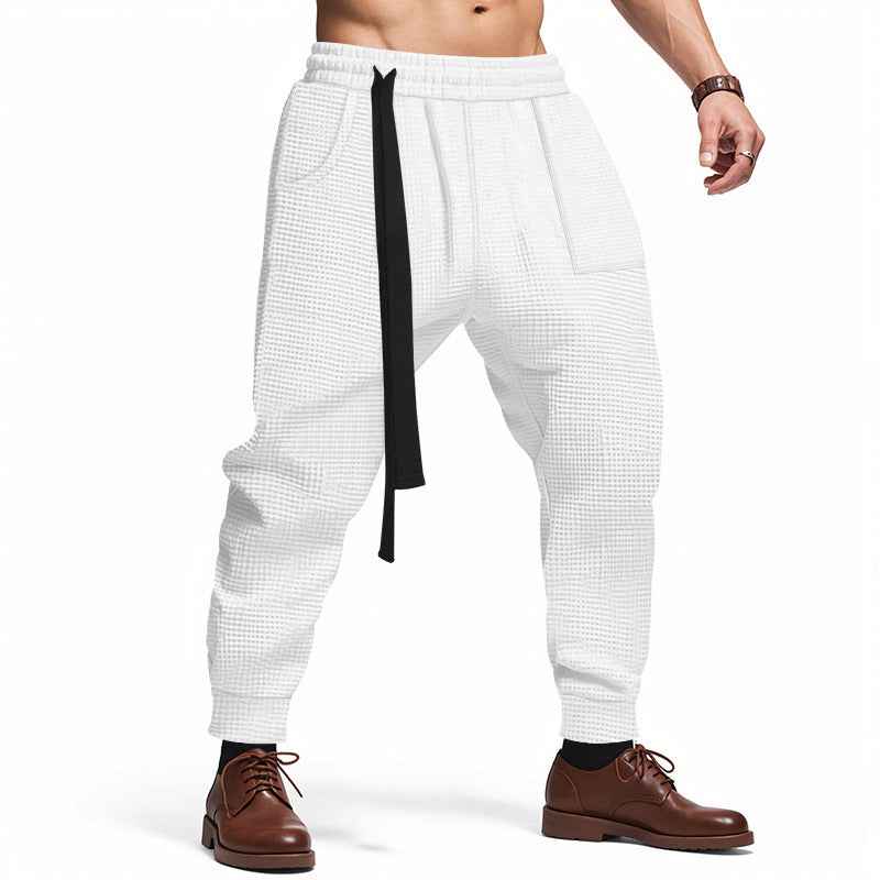 Men's Casual Pants Solid Waffle Male Hip Hop Streetwear Track Pants Joggers Trousers Fashion harajuku style Men Pants