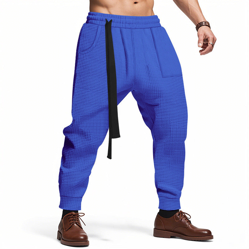 Men's Casual Pants Solid Waffle Male Hip Hop Streetwear Track Pants Joggers Trousers Fashion harajuku style Men Pants