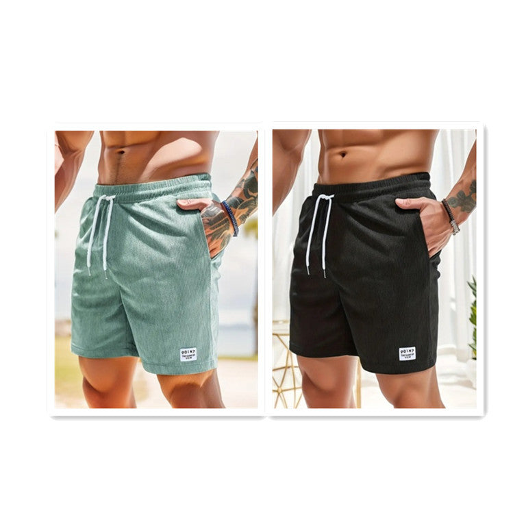 Mens Clothing Lace-up Drawstring Shorts Summer Corduroy Sports Short Pants