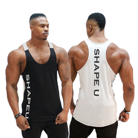 Men's Fitness U-collar Sports Tank Top Breathable Running Training Wear