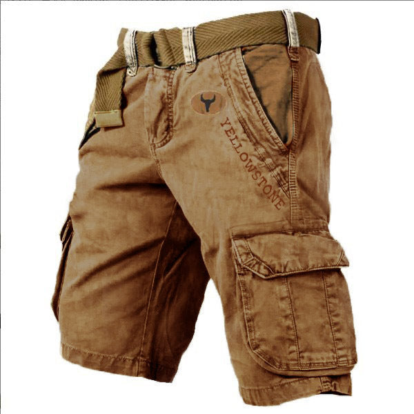 Men's Sports Shorts Loose Wear-resistant Casual Shorts Yellow Stone