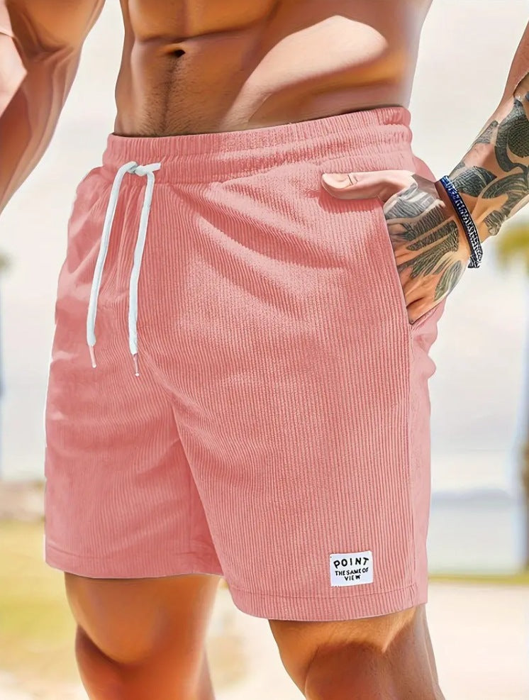 Mens Clothing Lace-up Drawstring Shorts Summer Corduroy Sports Short Pants