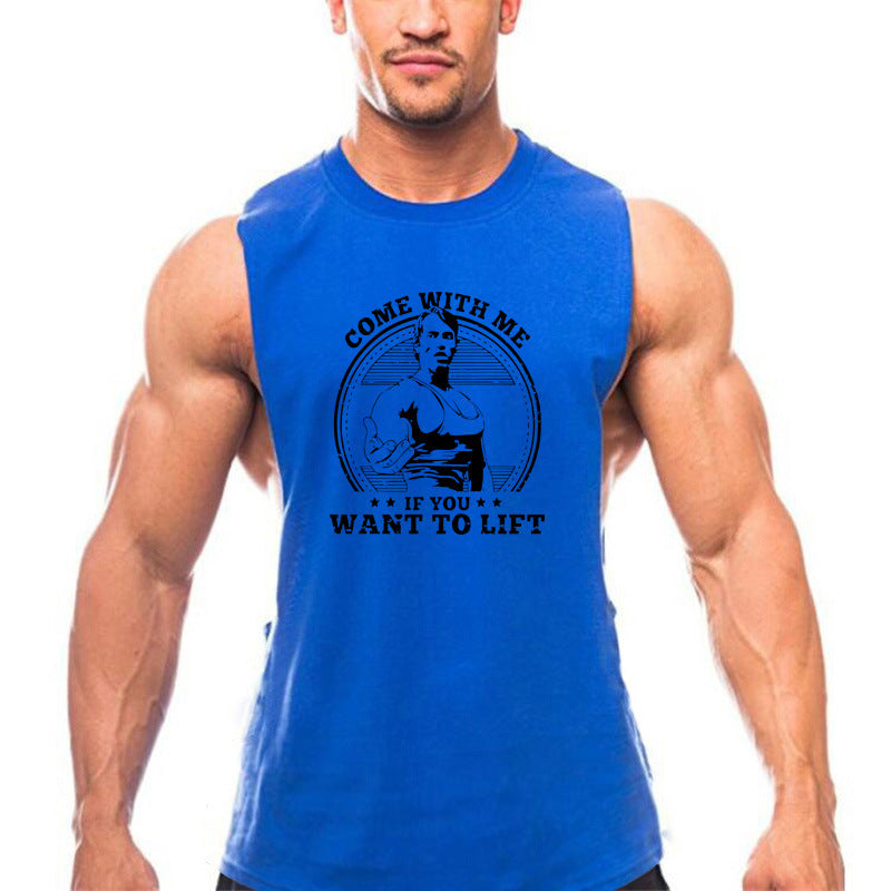 Summer Round Neck Sports Vest Men's Cotton Workout Clothes