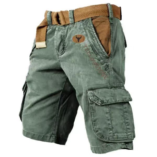 Men's Sports Shorts Loose Wear-resistant Casual Shorts Yellow Stone