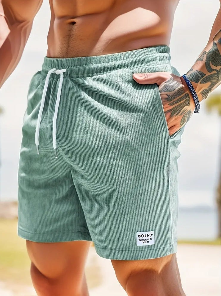 Mens Clothing Lace-up Drawstring Shorts Summer Corduroy Sports Short Pants