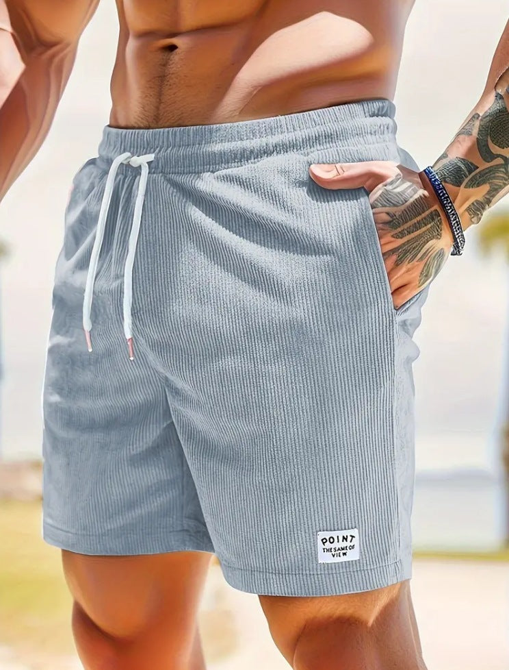 Mens Clothing Lace-up Drawstring Shorts Summer Corduroy Sports Short Pants