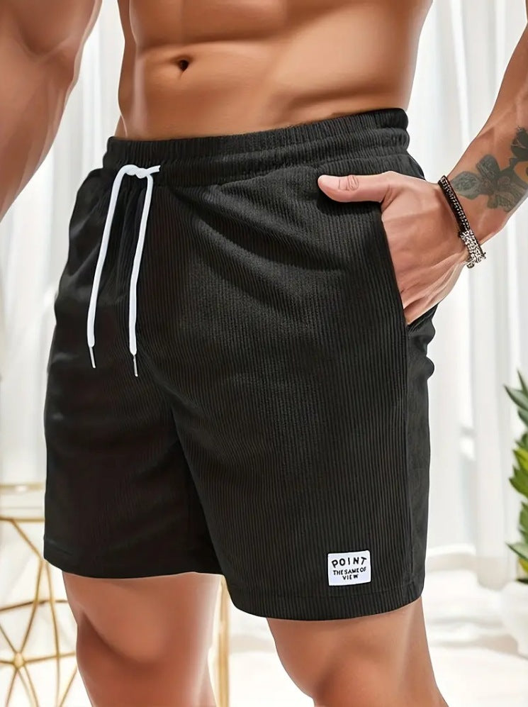 Mens Clothing Lace-up Drawstring Shorts Summer Corduroy Sports Short Pants