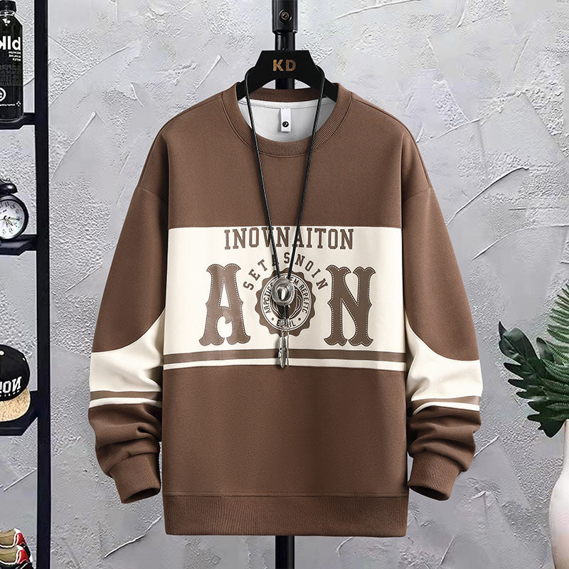 เสื้อสเวตเตอร์คอกลมพิมพ์ลายแฟชั่นสำหรับผู้ชาย