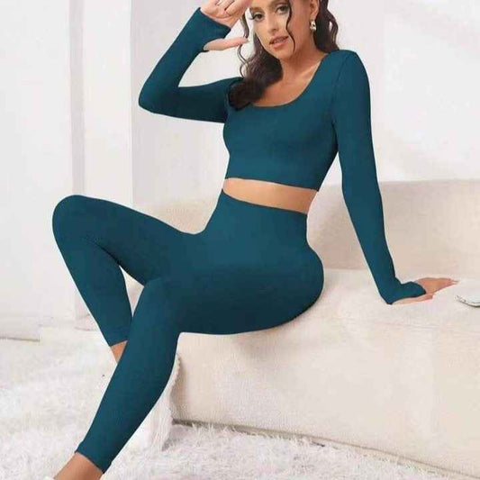 New Thread Seamless Yoga Suit Long Sleeve Hip Lifting Trousers Yoga Suit