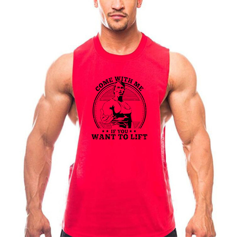 Summer Round Neck Sports Vest Men's Cotton Workout Clothes