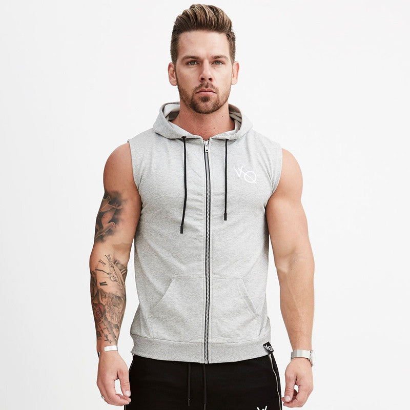 Fitness Summer Sports Hooded Sleeveless Vest Waistcoat Vest Man