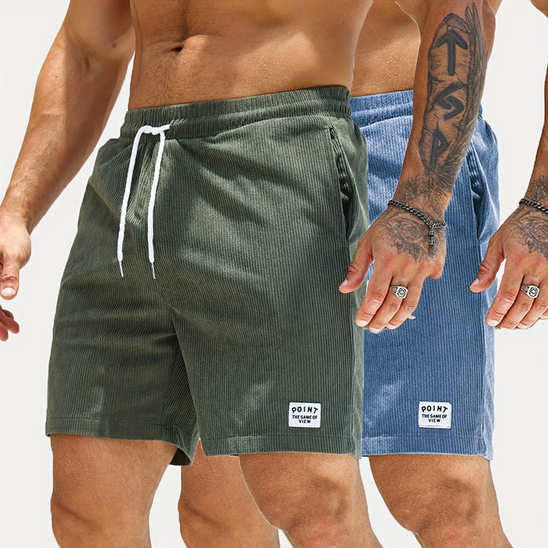 Mens Clothing Lace-up Drawstring Shorts Summer Corduroy Sports Short Pants