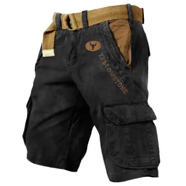 Men's Sports Shorts Loose Wear-resistant Casual Shorts Yellow Stone