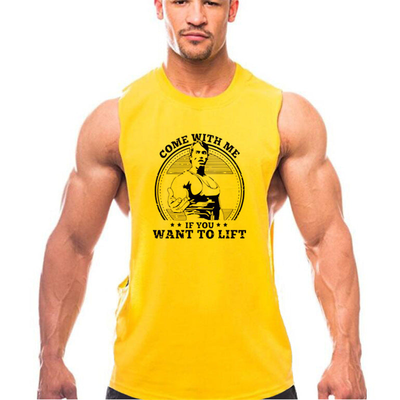 Summer Round Neck Sports Vest Men's Cotton Workout Clothes