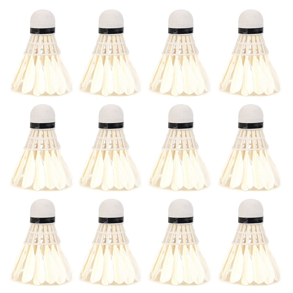 12Pcs/Lot White Feather Badminton Balls Shuttlecocks Outdoor Sports Training Accessory